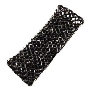 Micro Beaded Black Elastic Cuff Bracelet Woven